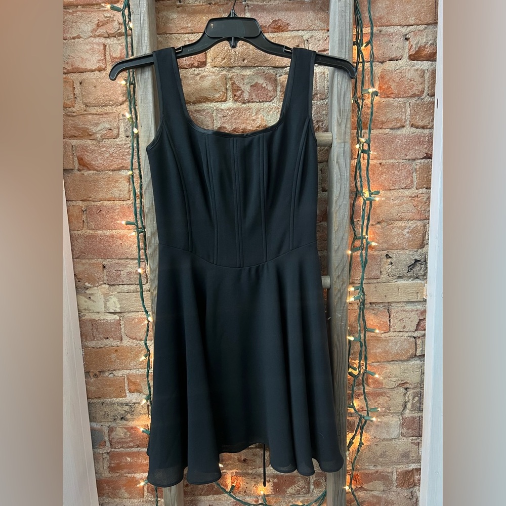 Vintage Ann Taylor Chic Black Mini Dress with Corset back!